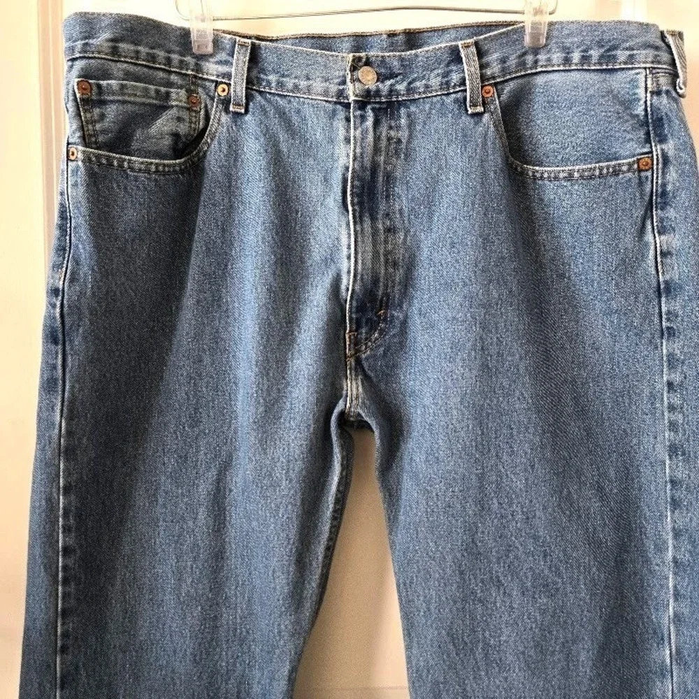 Levi's Mens 505 Regular Fit Straight Leg‎ Blue Denim Jeans 42x34